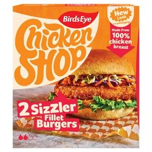 Birds Eye Chicken Shop 2 x Sizzler Breaded Chicken Fillet Burgers 227g