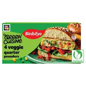 Birds Eye Green Cuisine Vegetarian Veggie Quarter Pounder Burgers x4 454g