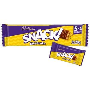 Cadbury 5 x 20g Snack Chocolate Covered Shortcake Multipack Biscuits
