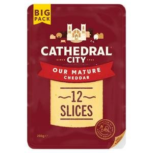 Cathedral City Slices Mature Cheddar Cheese x12 250g