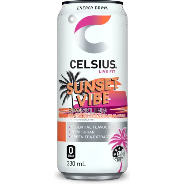 Celsius Sunset Vibe Energy Drink Sparkling Mango Passionfruit