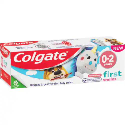 colgate kids 0-2 years baby toothpaste first smiles strawberry
