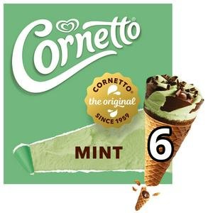 Cornetto Mint Ice Cream Cones 6x90ml