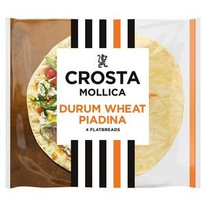 Crosta & Mollica Piadina Golden Durum Wheat Italian Flatbreads Wraps x4 300g