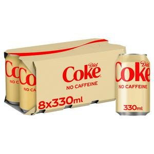 Diet Coke No Caffeine Cola 8 x 330ml Cans