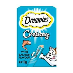 Dreamies Creamy 4 x 10g Cat & Kitten Treat with Scrumptious Salmon Flavour