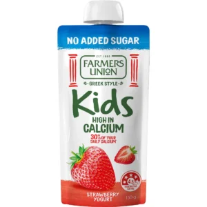 Farmers Union Greek Style Kids Yoghurt Pouch Strawberry No Added Sugar
