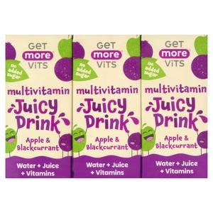 Get More Vits 3 x 200ml Apple & Blackcurrant Multivitamin Juicy Drink