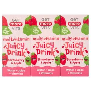Get More Vits 3 x 200ml Strawberry & Apple Multivitamin Juicy Drink