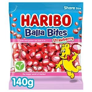 Haribo Balla Bites 140g Strawberry Flavour Sweets Sharing Bag Chewy