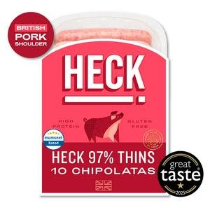 Heck 97% Pork Gluten Free Chipolata Sausages Pack x10 340g