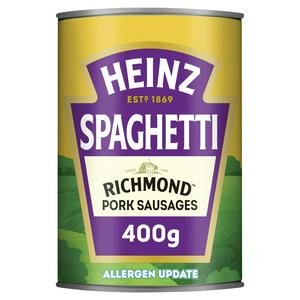 Heinz Spaghetti In a Rich Tomato Sauce with Richmond Pork Sausages 400g