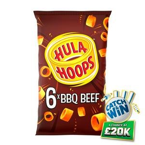 Hula Hoops BBQ Beef Potato Ring Crisps 6x24g