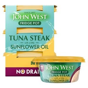 John West No Drain Fridge Pot Tuna Steak with a Little Sunflower Oil 3x110g