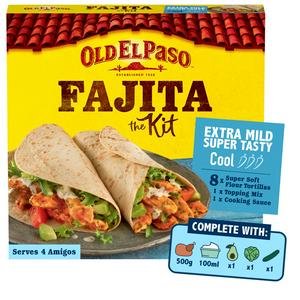 Old El Paso Mexican Sizzling Extra Mild Super Tasty Fajita Kit 476g