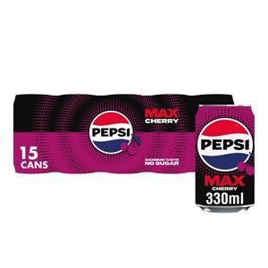 Pepsi Max 15 x 330ml No Sugar Cherry Cans