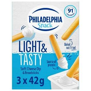 Philadelphia 3 x 42g Soft Cheese Dip Multipack Snack Breadsticks