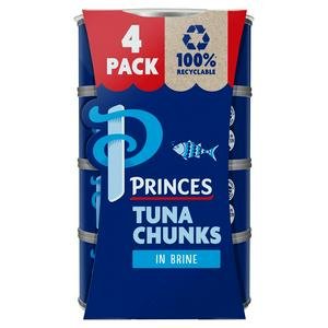 Princes 4x145g in Brine Tuna Chunks (4x102g Drained)