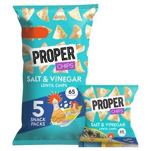 Proper Chips 5 x 14g Salt & Vinegar Lentil Crisps