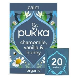 Pukka Organic Chamomile, Vanilla & Manuka Honey Tea Home Compostable Herbal Tea Bags x20