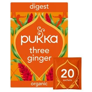 Pukka Organic Three Ginger Tea Home Compostable Herbal Tea Bags x20
