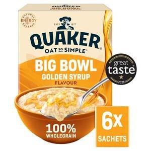 Quaker Oat So Simple Big Bowl Golden Syrup Porridge Sachets 6x49.6g