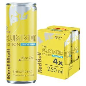 Red Bull 4 x 250ml Sugarfree Citrus Zest Energy Drink, Summer Edition