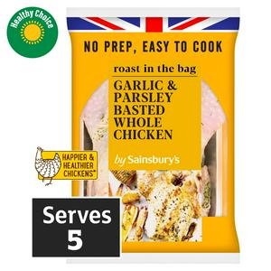 Sainsbury's 1.45kg Roast in the Bag Basted Garlic & Parsley Whole Chicken