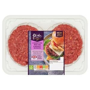 Sainsbury's 2 x Signature Beef Rib & Brisket Burgers, Taste the Difference 340g