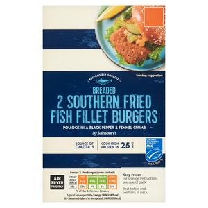 Sainsbury's 2 x Southern Fried Fish Fillet Burgers 227g
