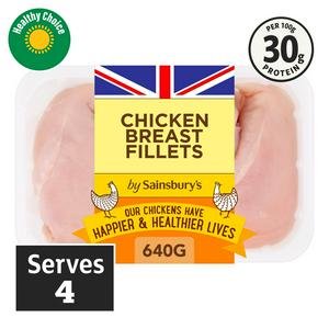 Sainsbury's 640g British Fresh Skinless & Boneless Chicken Breast Fillets
