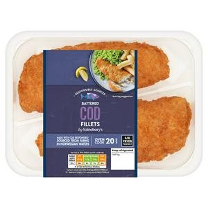 Sainsbury's Battered MSC Cod Fillets x2 300g