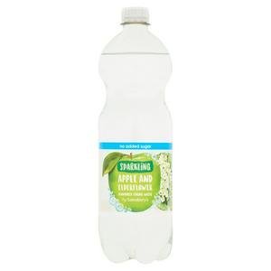 Sainsbury's Bottled No Added Sugar Sparkling Apple & Elderflower Flavoured Spring Water 1L