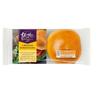 Sainsbury's Brioche Burger Buns Rolls, Taste the Difference x4