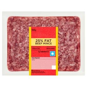 Sainsbury's British or Irish 25% Fat Beef Mince 500g