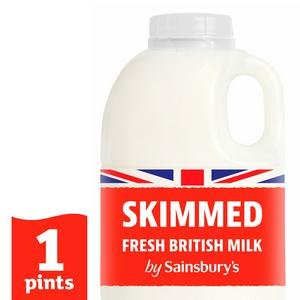 Sainsbury's British Skimmed Milk 568ml (1 pint)