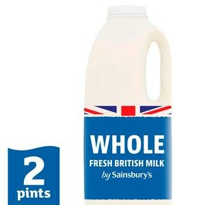Sainsbury's British Whole Milk 1.13L (2 pint)