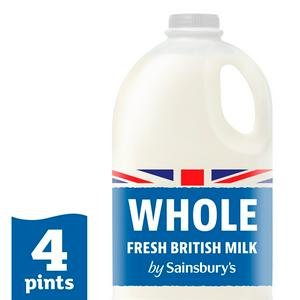Sainsbury's British Whole Milk 2.27L (4 pint)