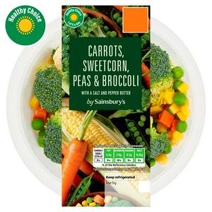 Sainsbury's Carrots, Sweetcorn, Peas & Broccoli with a Salt & Pepper Butter 350g