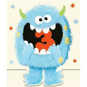 Sainsbury's Fun Monster Age 3 Happy Birthday Design Greeting Card