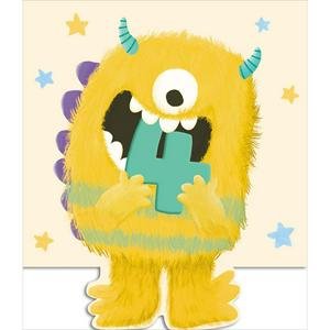 Sainsbury's Fun Monster Age 4 Happy Birthday Design Greeting Card