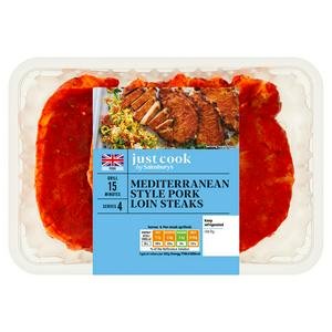 Sainsbury's Just Cook 440g Mediterranean Style Pork Loin Steaks