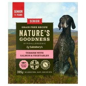Sainsbury's Nature's Goodness Hypoallergenic Recipe Senior Dog Food Terrine with Fresh Salmon & Vegetables 395g