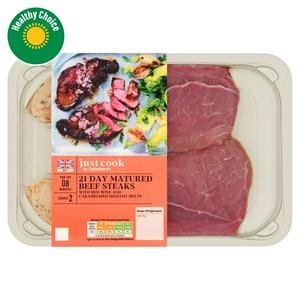 Sainsbury's Ready to Cook British Beef Steaks with Red Wine & Caramelised Shallot Butter x2 300g