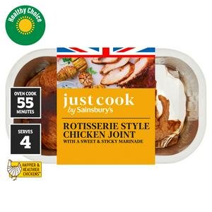 Sainsbury's Ready to Cook Rotisserie Style British Chicken Joint with a Sweet & Sticky Marinade 500g (serves 2 to 3)