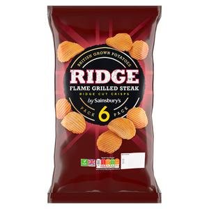 Sainsbury's Ridged Steak Multipack Crisps 6x25g Sainsbury's Ridged Steak Multipack Crisps 6x25g