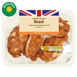 Sainsbury's Roast Boneless Cooked British Chicken Breast x4 480g