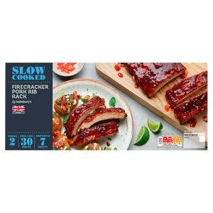 Sainsbury's Slow Cooked British Pork Ribs with Spicy Firecracker Glaze 646g (Serves 2) Sainsbury's Slow Cooked British Pork Ribs with Spicy Firecracker Glaze 646g (Serves 2)