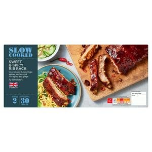 Sainsbury's Slow Cooked Pork Sweet & Spicy Rib Rack 646g Sainsbury's Slow Cooked Pork Sweet & Spicy Rib Rack 646g