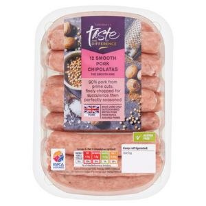 Sainsbury's Smooth Pork Chipolatas, Taste the Difference x12 375g Sainsbury's Smooth Pork Chipolatas, Taste the Difference x12 375g
